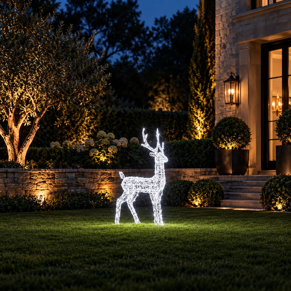 Outdoor Reindeer Light Clear Acrylic Cool White LEDs