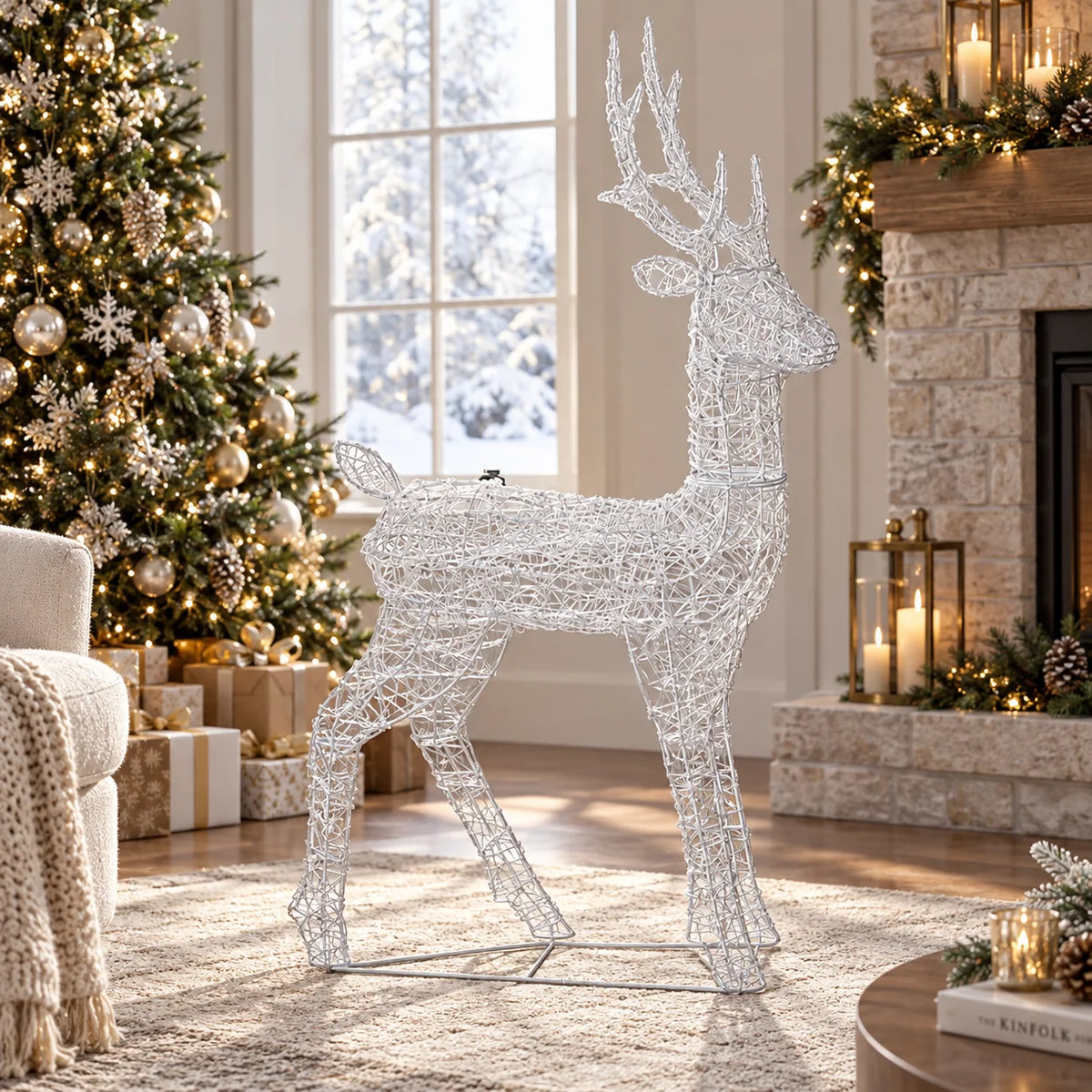 Outdoor Reindeer Light Clear Acrylic Cool White LEDs
