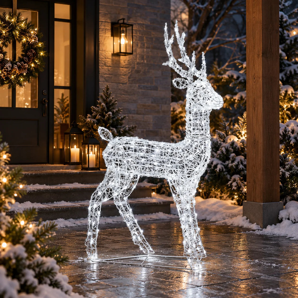 Outdoor Reindeer Light Clear Acrylic Cool White LEDs