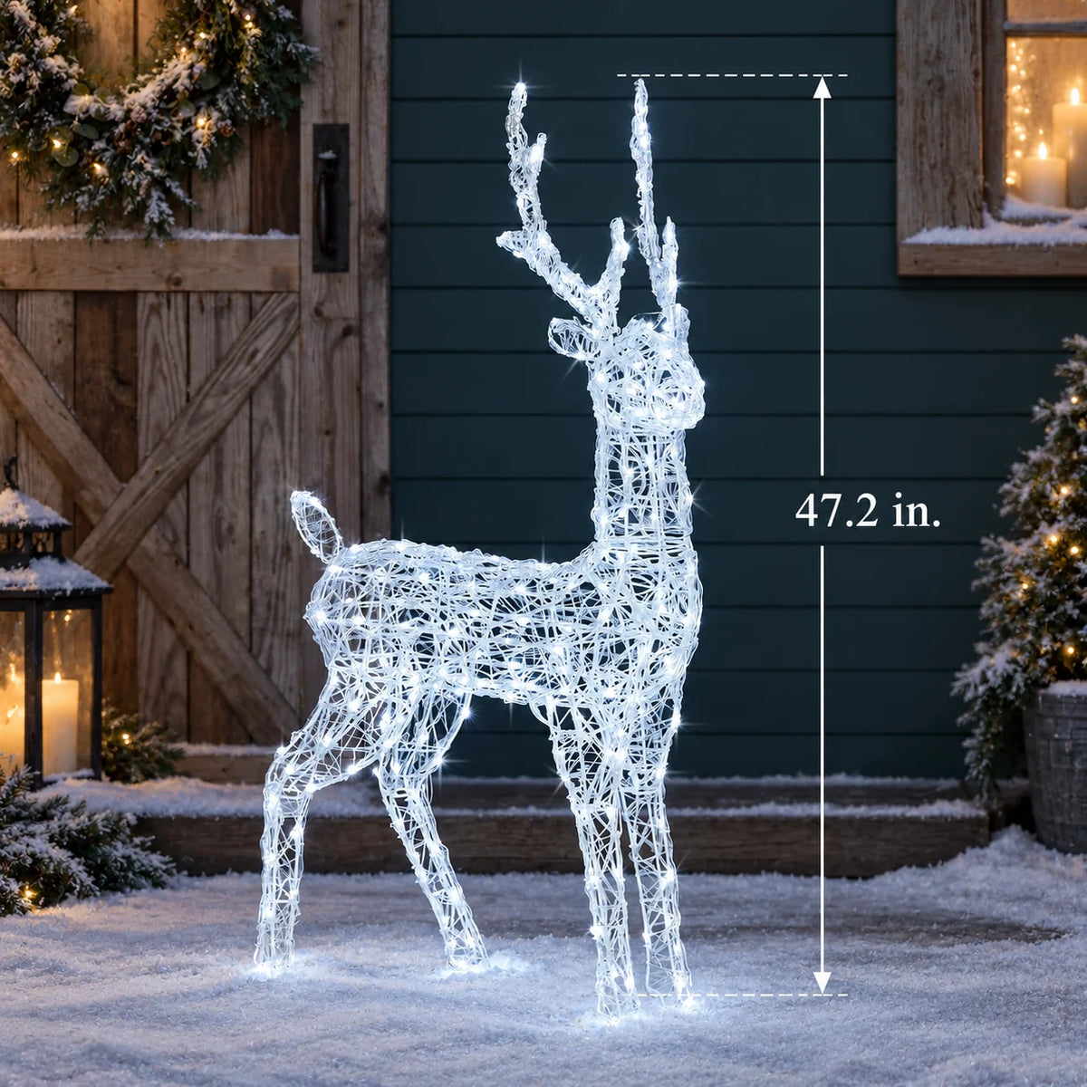 Outdoor Reindeer Light Clear Acrylic Cool White LEDs