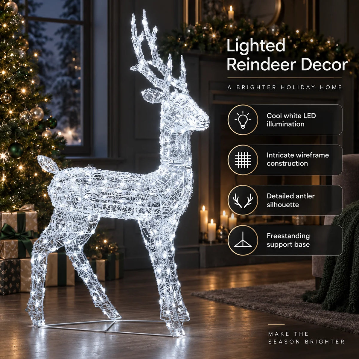 Outdoor Reindeer Light Clear Acrylic Cool White LEDs