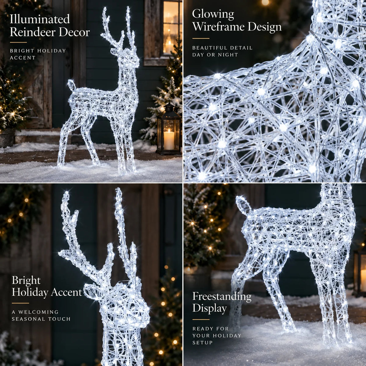 Outdoor Reindeer Light Clear Acrylic Cool White LEDs