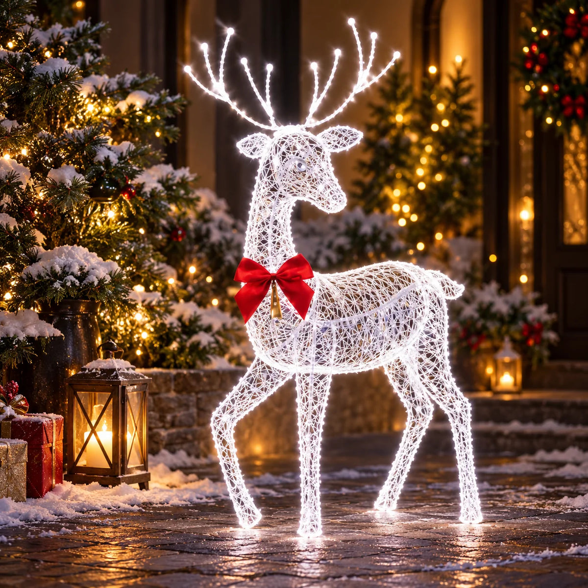 Outdoor Reindeer Set Warm White LED Three Piece