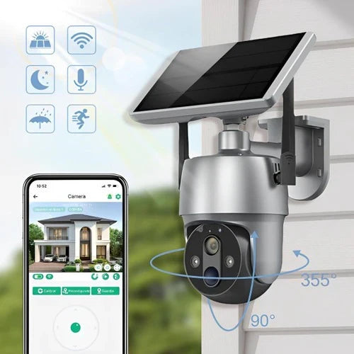 Outdoor Security Camera Solar-Powered 360° Pan & Tilt