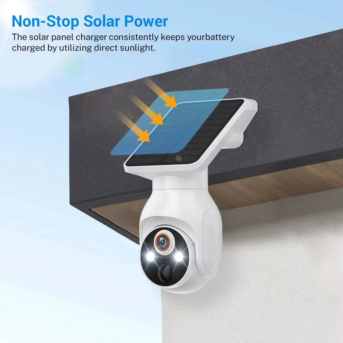 Outdoor Security Camera Solar Rechargeable AI Human Detection