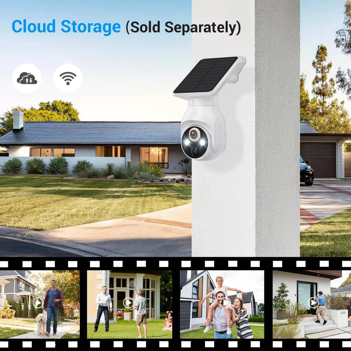 Outdoor Security Camera Solar Rechargeable AI Human Detection