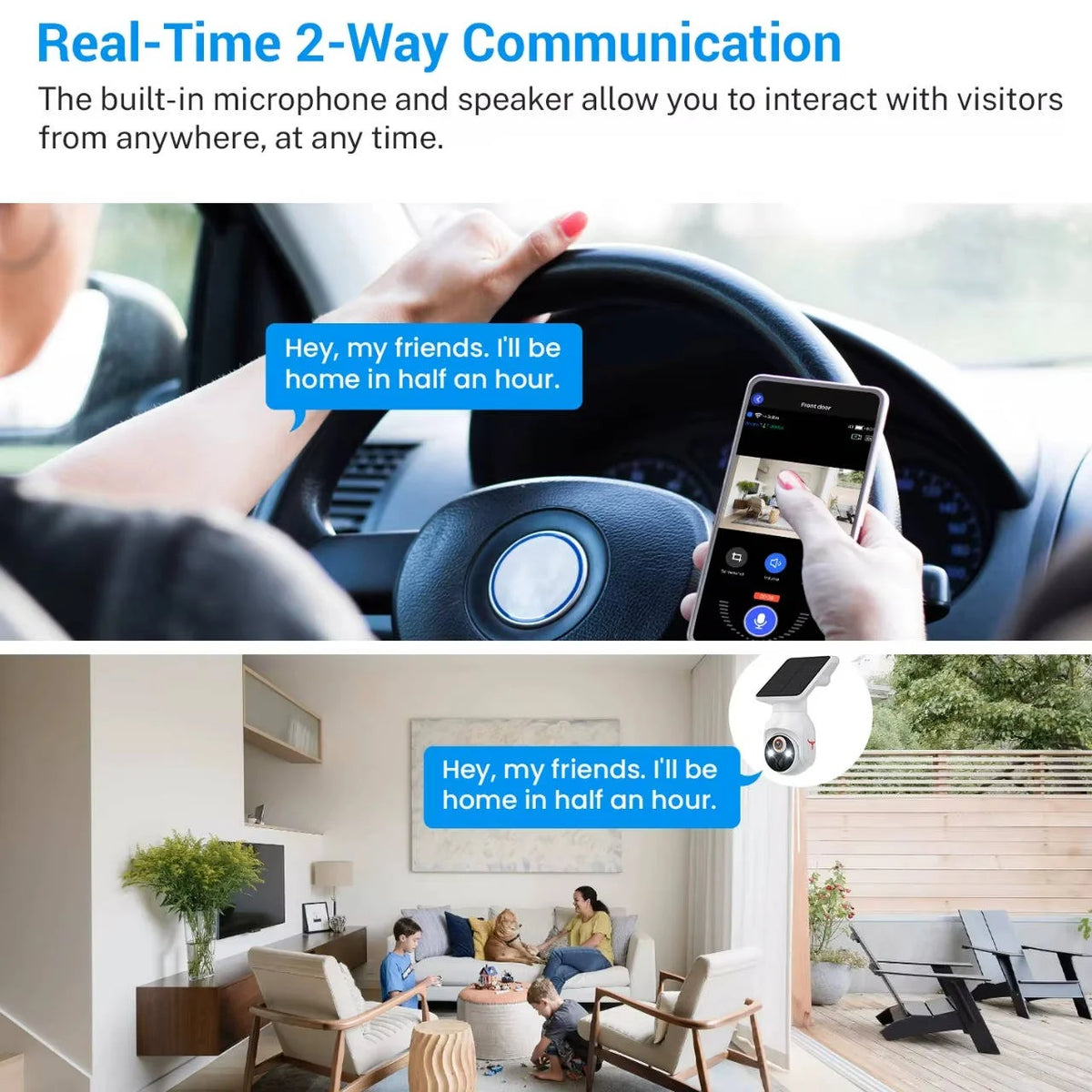 Outdoor Security Camera Solar Rechargeable AI Human Detection