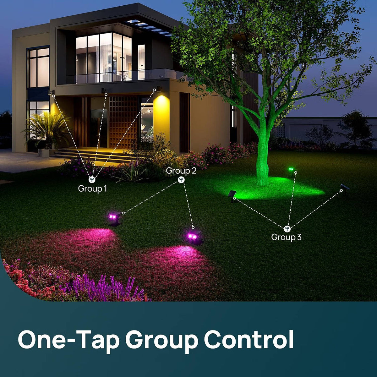 Outdoor Solar Spotlights IP67 Waterproof RGB & App Control