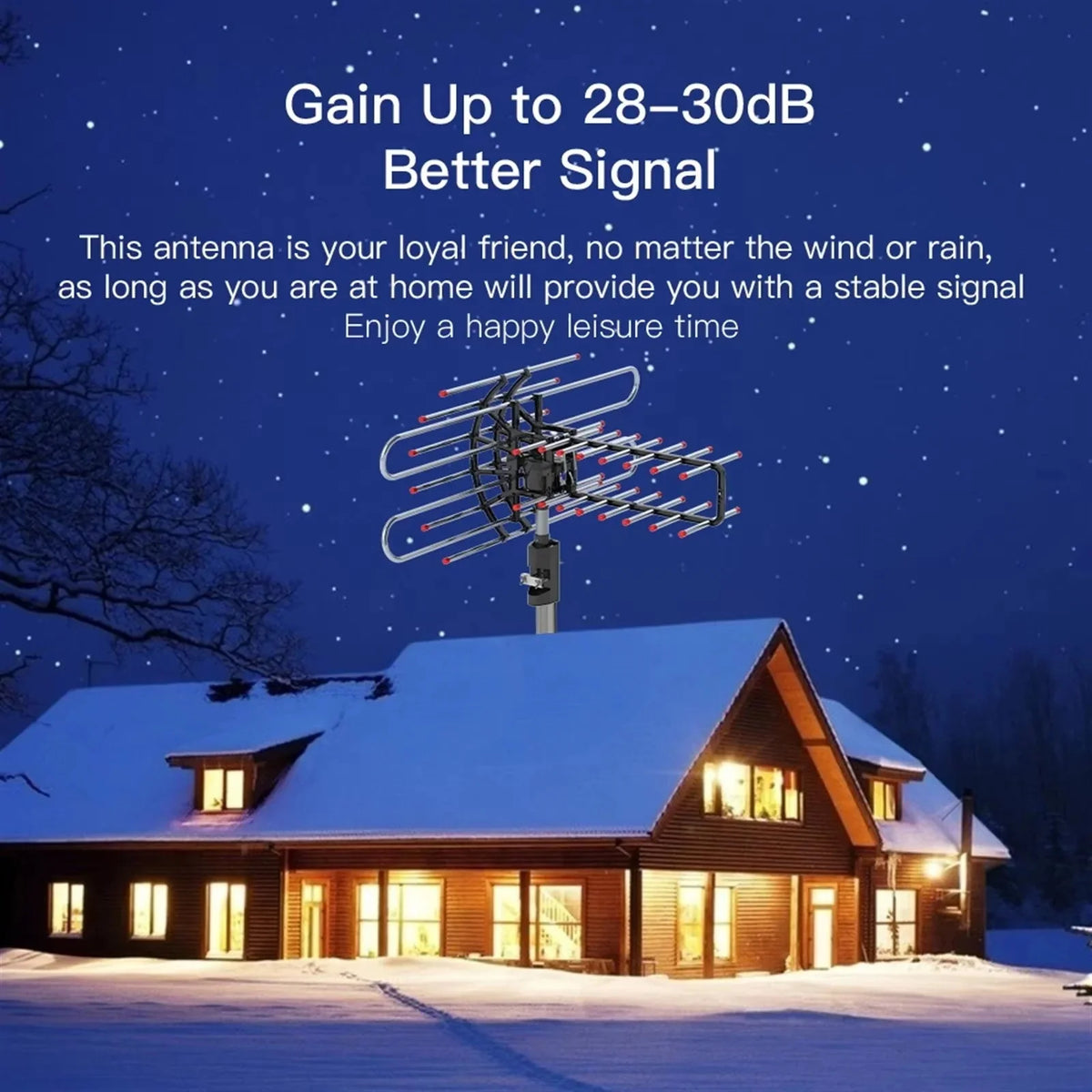 Outdoor TV Antenna 360-Degree Dual Frequency & Dual TV Outputs