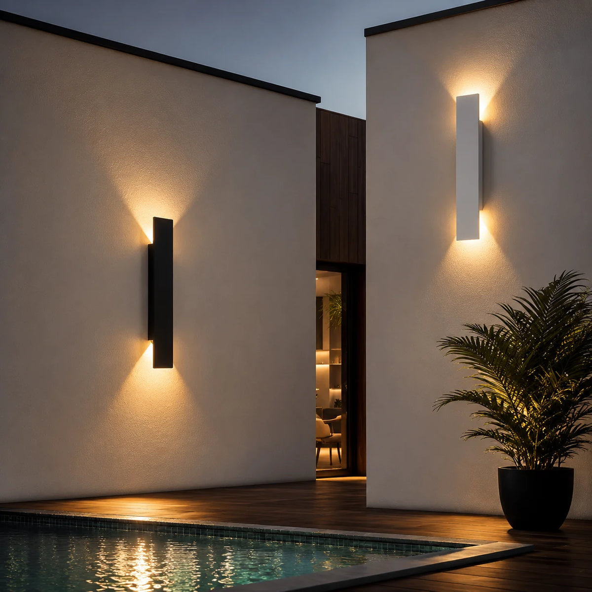 Outdoor Wall Light Slim Weatherproof Aluminum Built-In LED