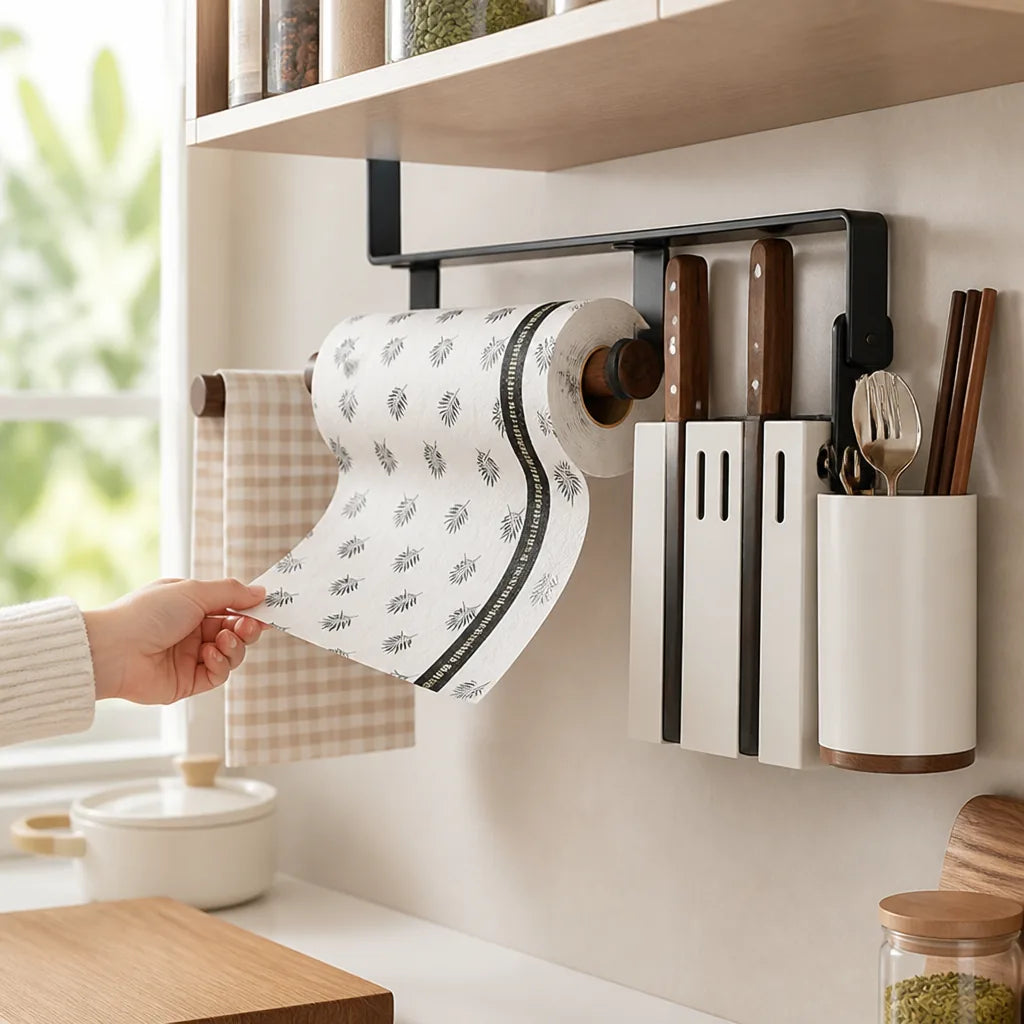 Paper Towel Holder Wall-Mount Modular Aluminum & Walnut