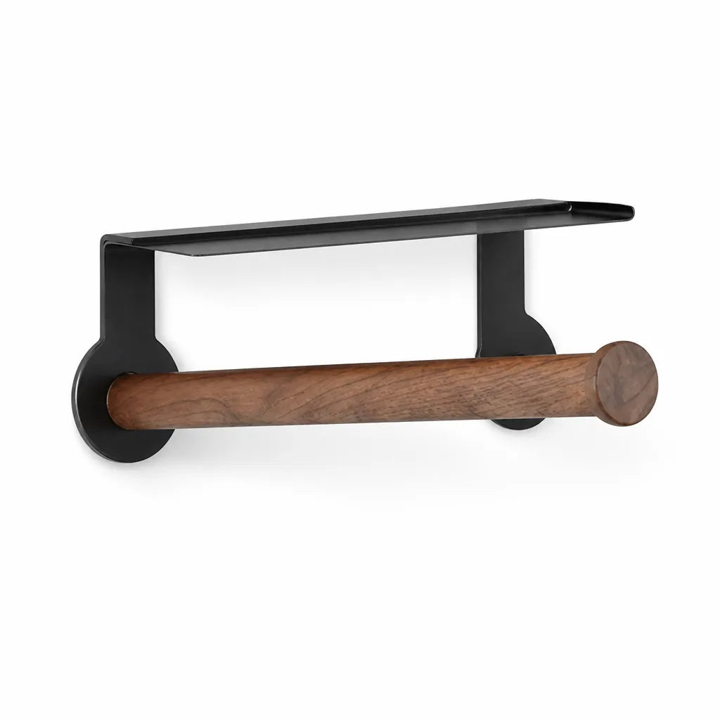 Paper Towel Holder Wall-Mount Modular Aluminum & Walnut