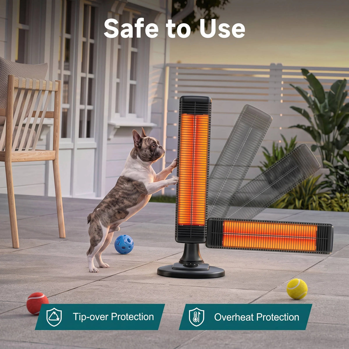 Patio Heater Infrared Carbon Fiber Adjustable & Oscillating