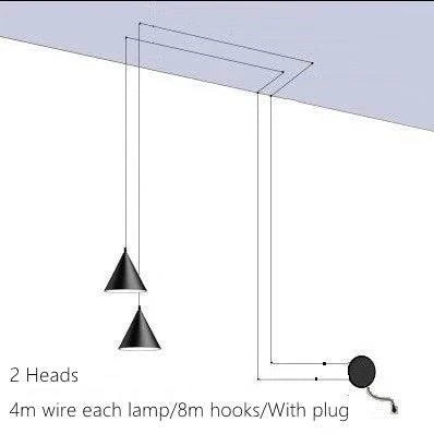 Pendant Lamp Black Metal Cone E27 Socket 6m Cord