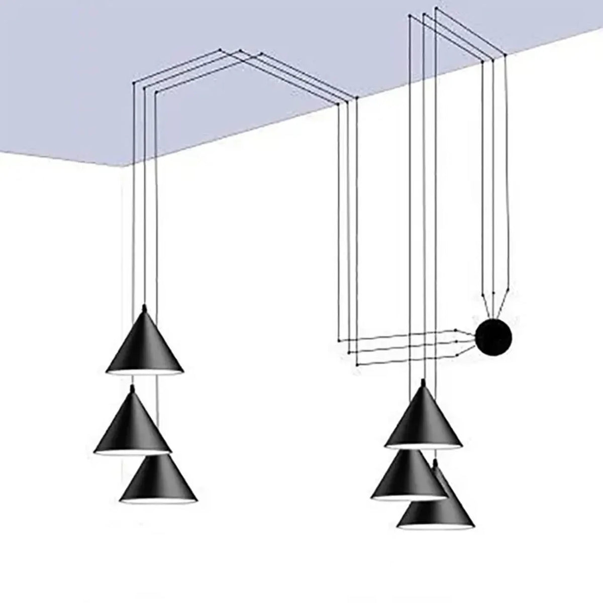 Pendant Lamp Black Metal Cone E27 Socket 6m Cord