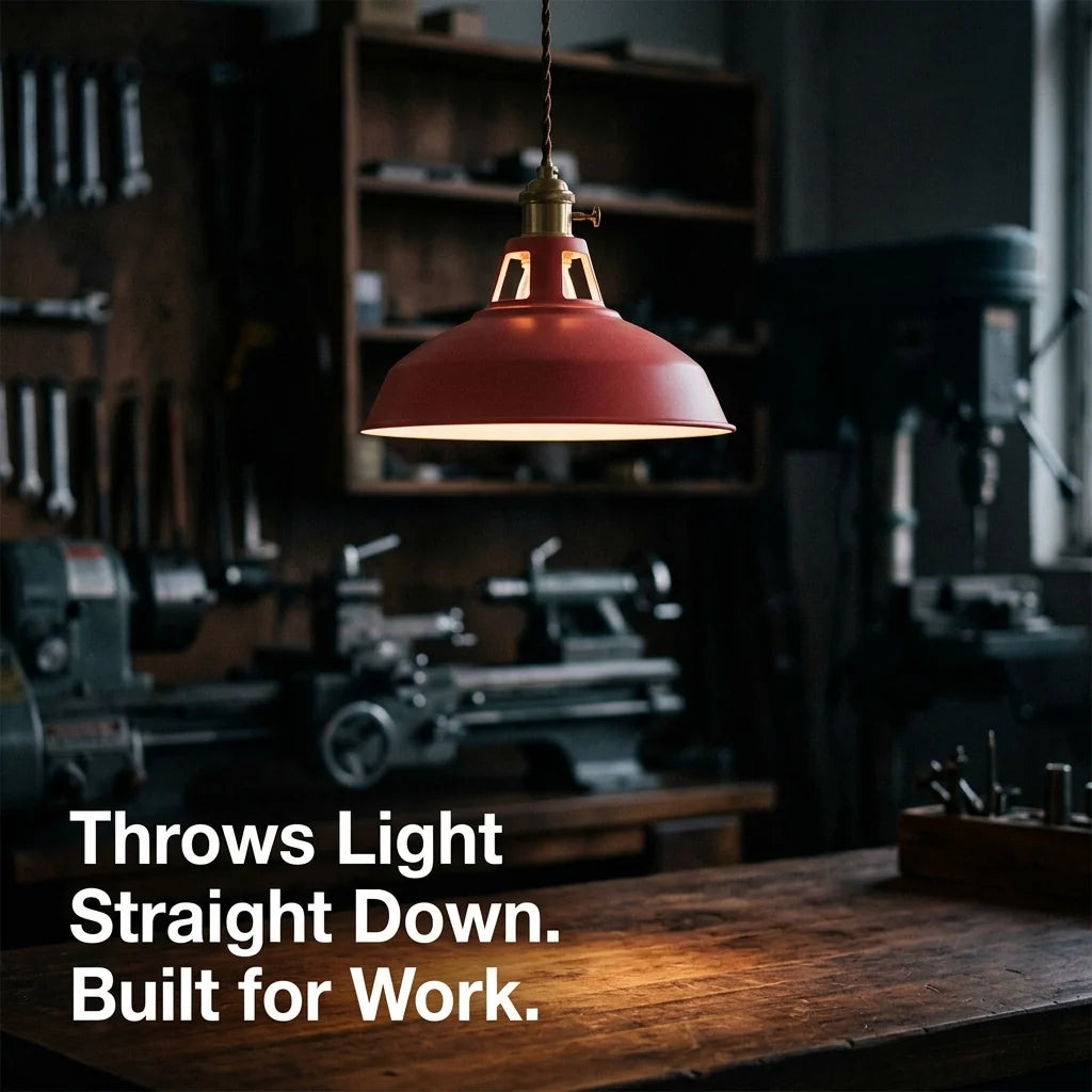 Pendant Light Barn Shade Painted Iron Adjustable Chain