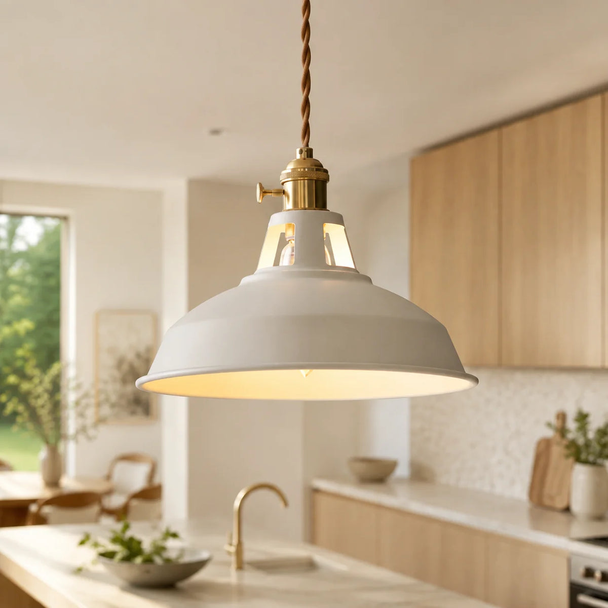 Pendant Light Barn Shade Painted Iron Adjustable Chain