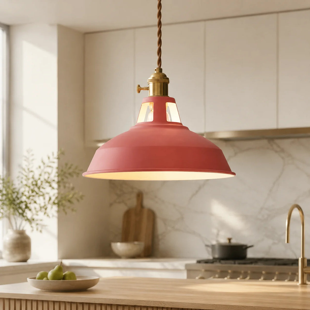 Pendant Light Barn Shade Painted Iron Adjustable Chain