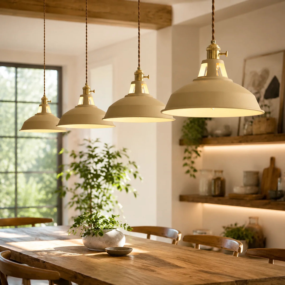 Pendant Light Barn Shade Painted Iron Adjustable Chain