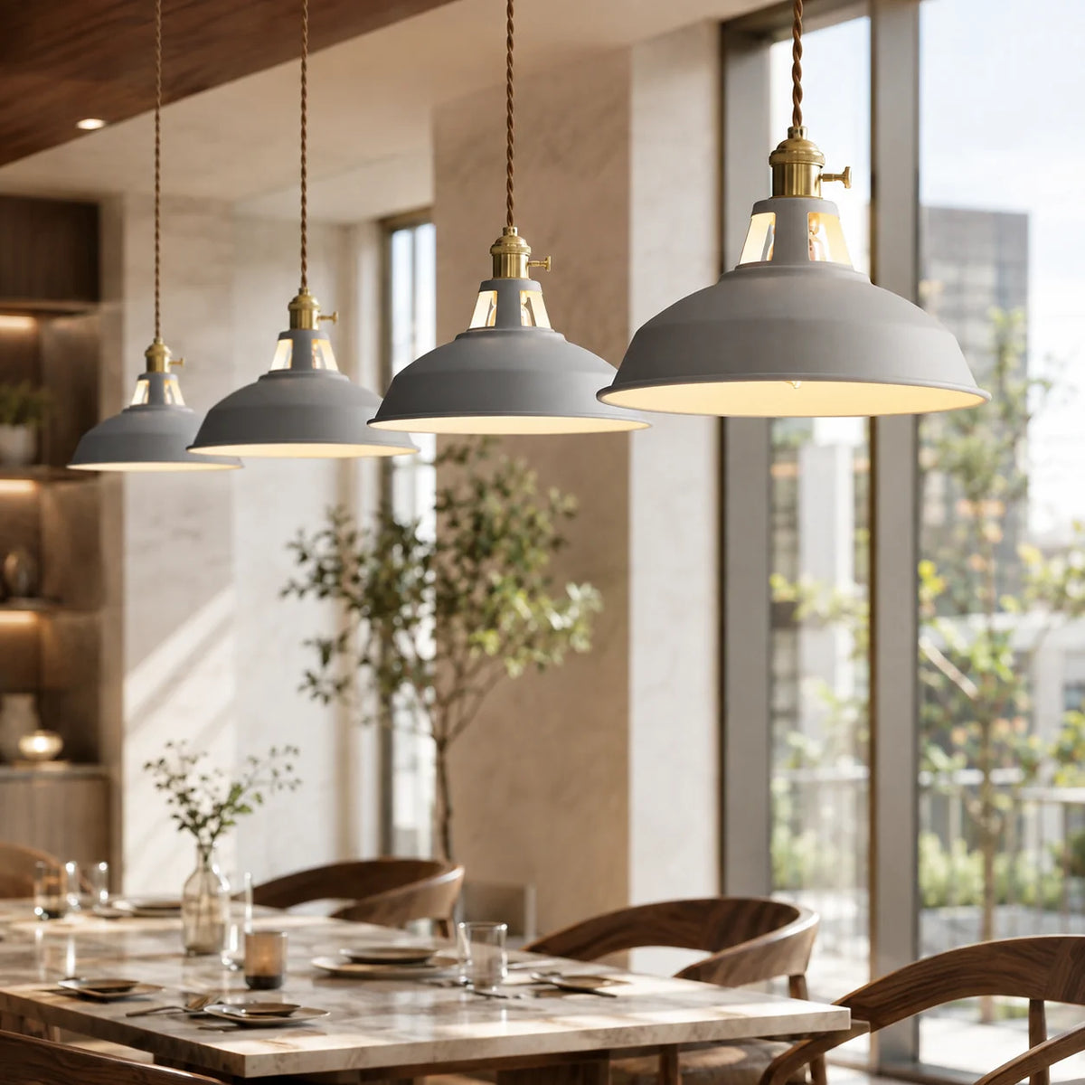 Pendant Light Barn Shade Painted Iron Adjustable Chain