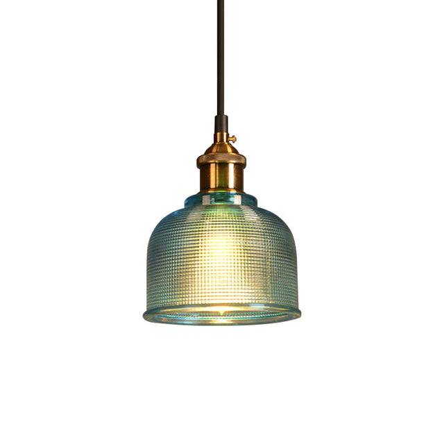 Pendant Light Colored Glass & Iron Adjustable Cable
