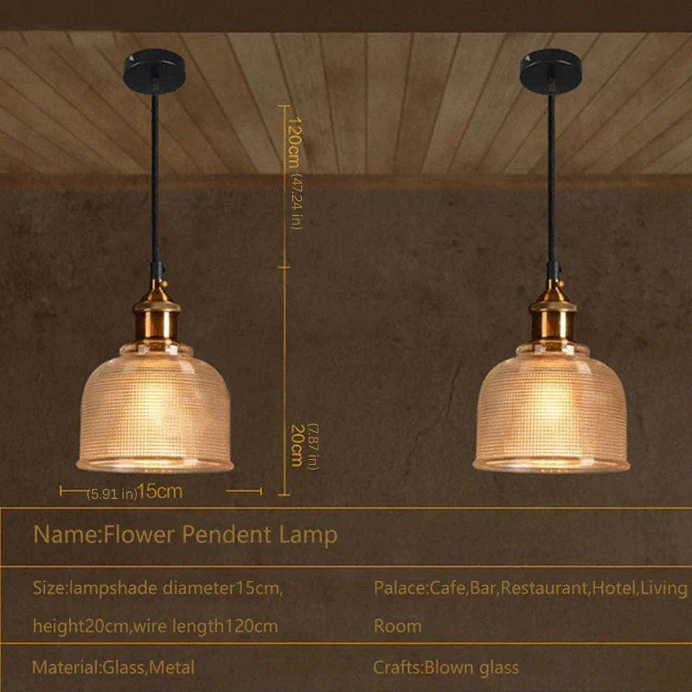 Pendant Light Colored Glass & Iron Adjustable Cable