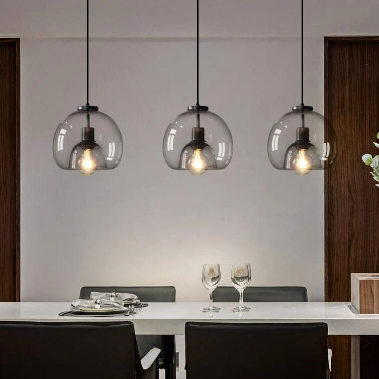 Pendant Light Hand-Blown Smoked Glass Adjustable Cord