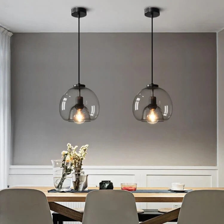 Pendant Light Hand-Blown Smoked Glass & Adjustable Cord