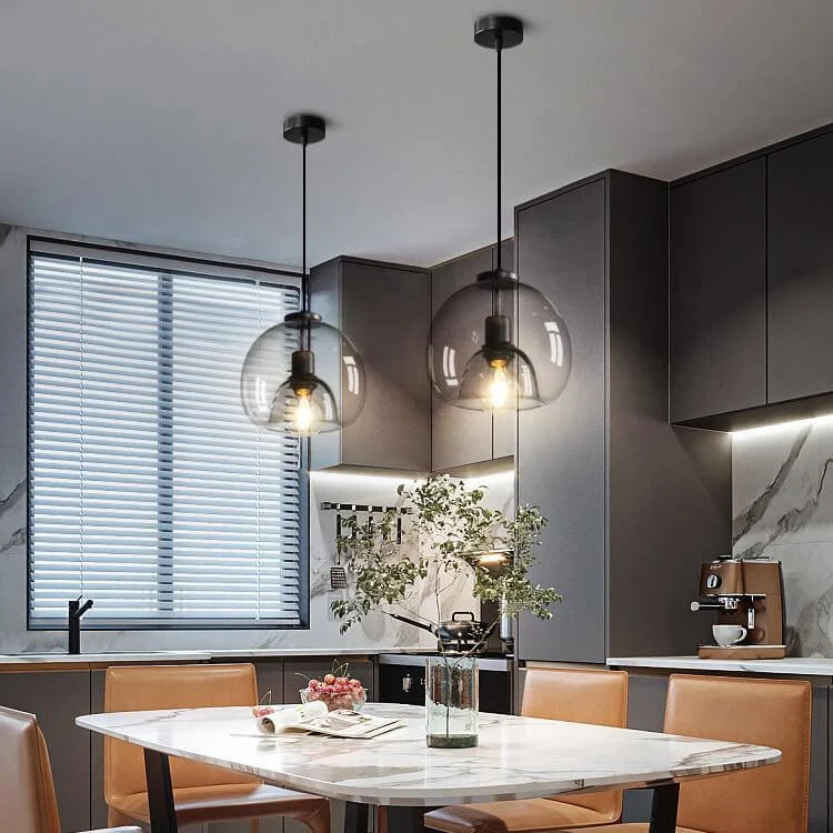 Pendant Light Hand-Blown Smoked Glass & Adjustable Cord