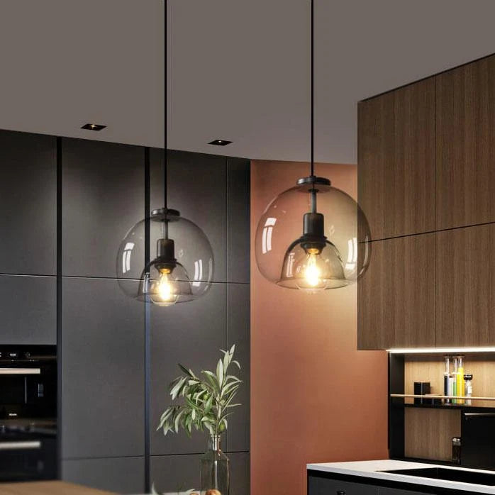 Pendant Light Hand-Blown Smoked Glass Adjustable Cord