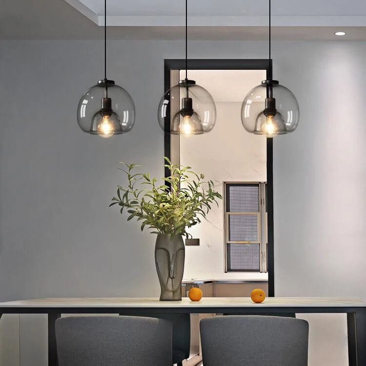 Pendant Light Hand-Blown Smoked Glass Adjustable Cord