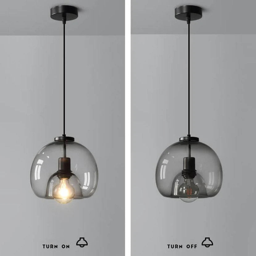 Pendant Light Hand-Blown Smoked Glass Adjustable Cord