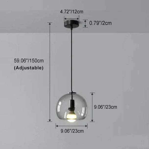 Pendant Light Hand-Blown Smoked Glass & Adjustable Cord