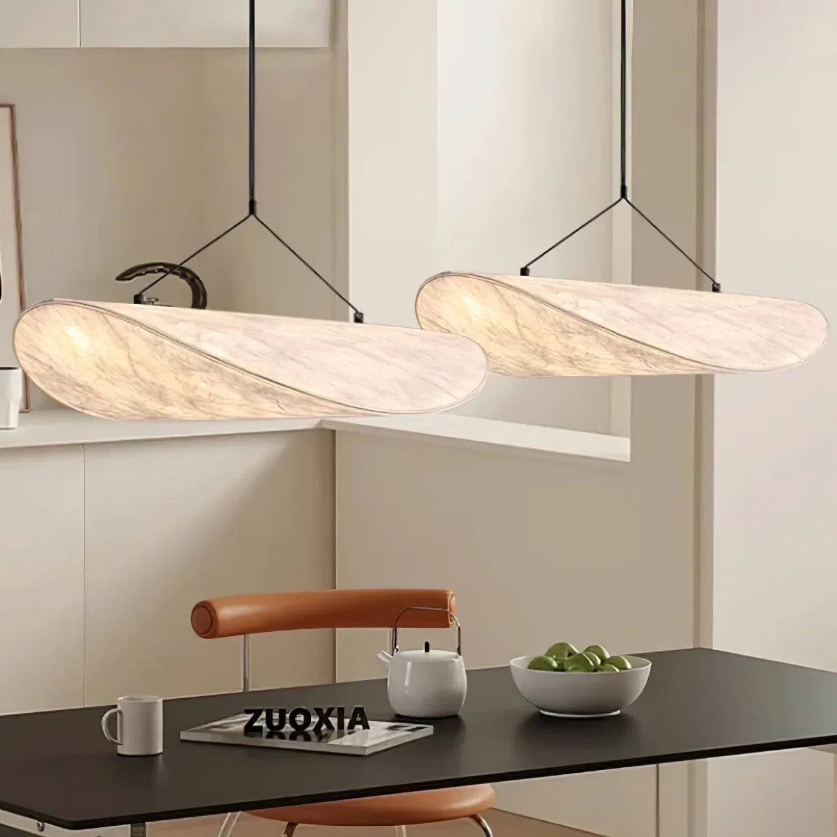 Pendant Light Ribbon Shade Silk-Look Fabric Integrated LED