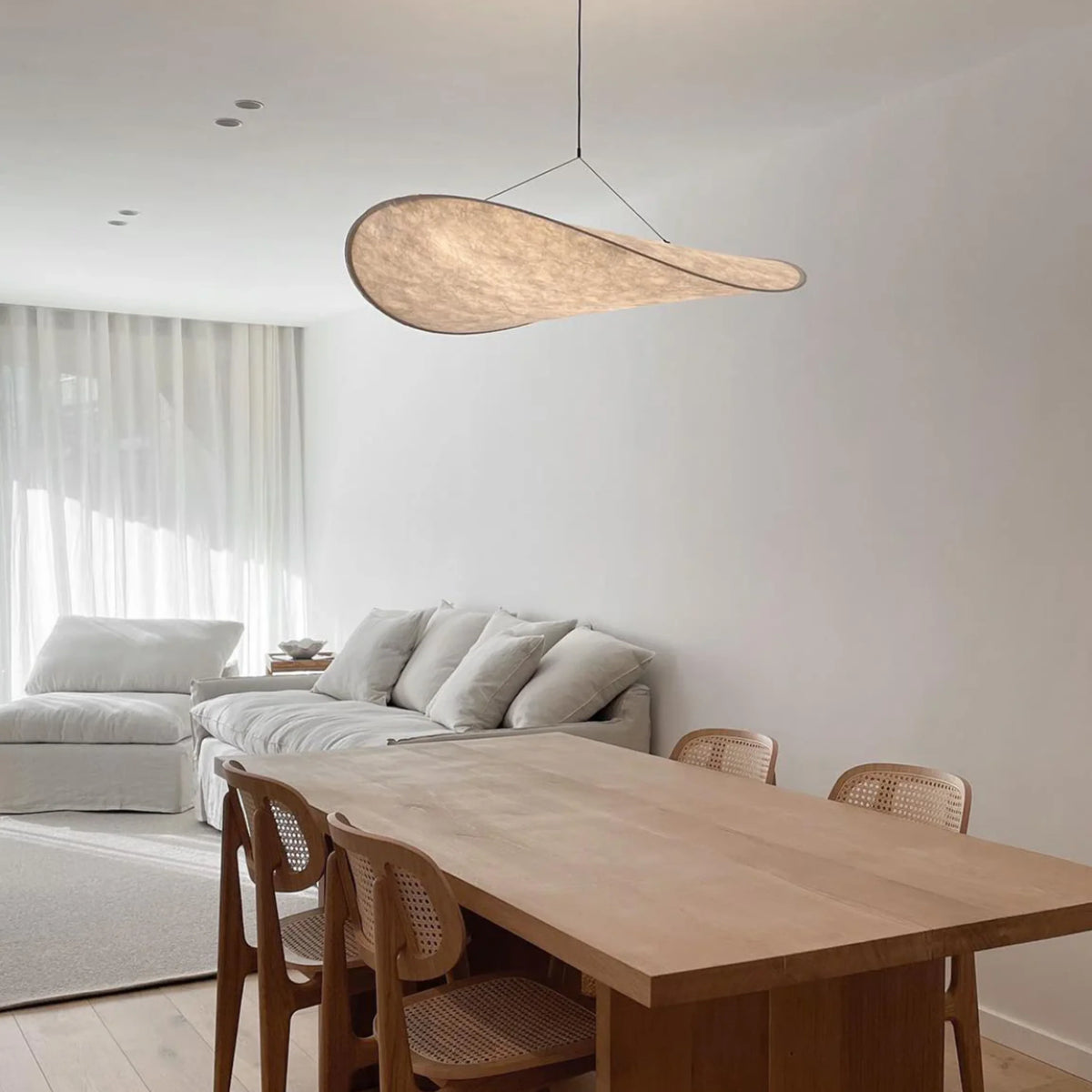 Pendant Light Ribbon Shade Silk-Look Fabric Integrated LED
