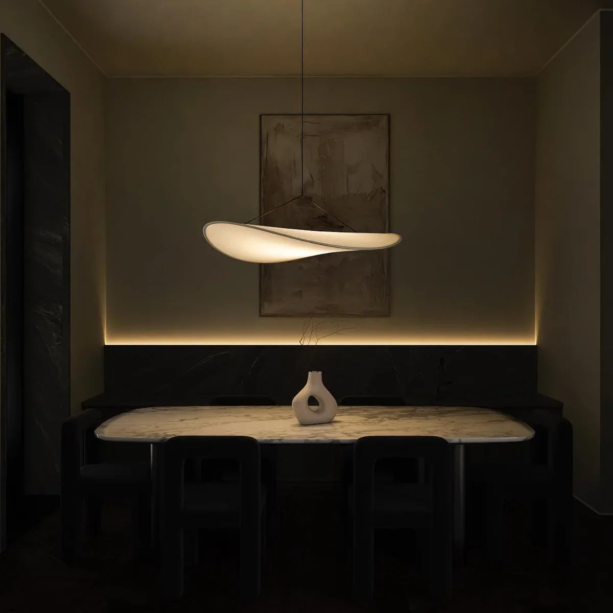Pendant Light Ribbon Shade Silk-Look Fabric Integrated LED