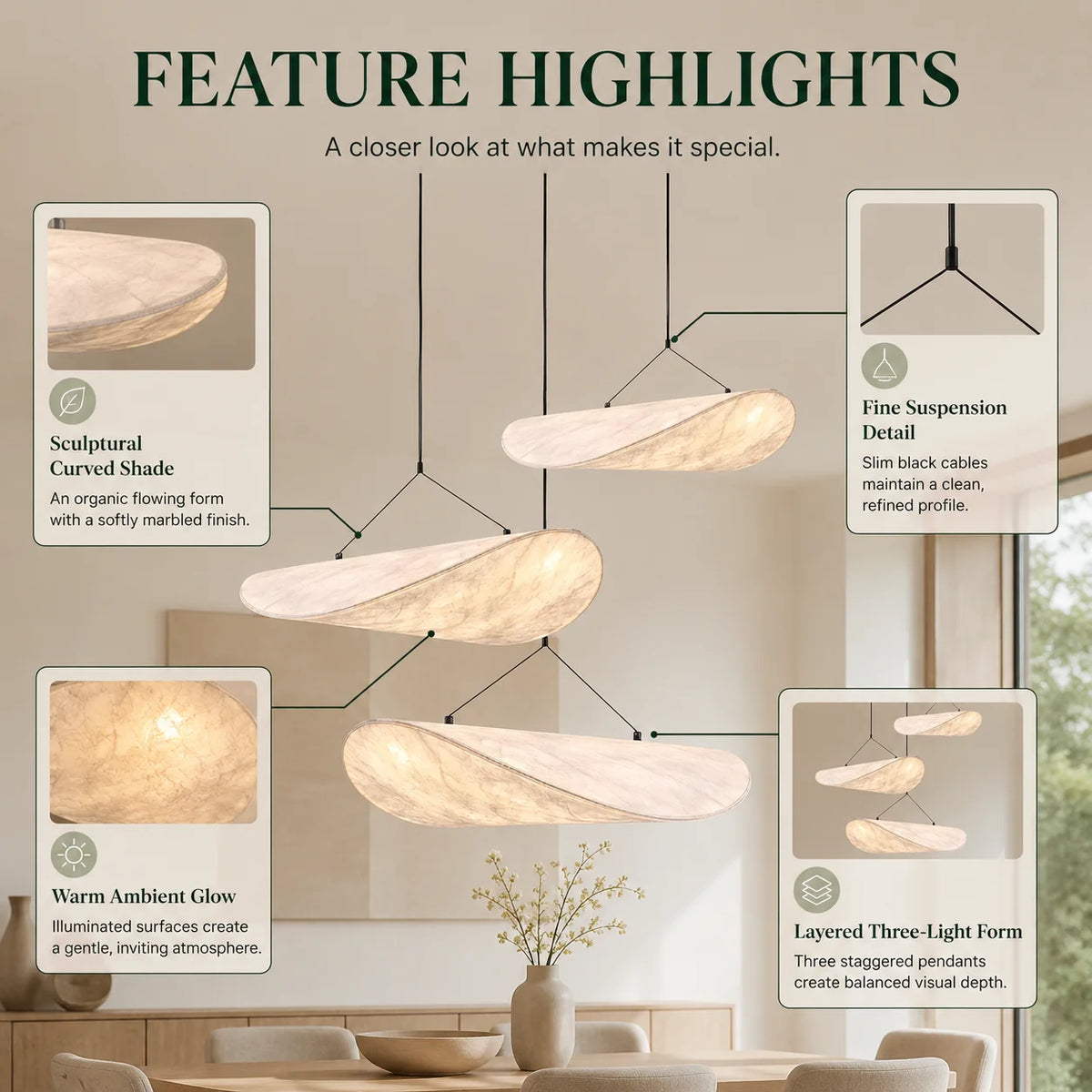 Pendant Light Ribbon Shade Silk-Look Fabric Integrated LED