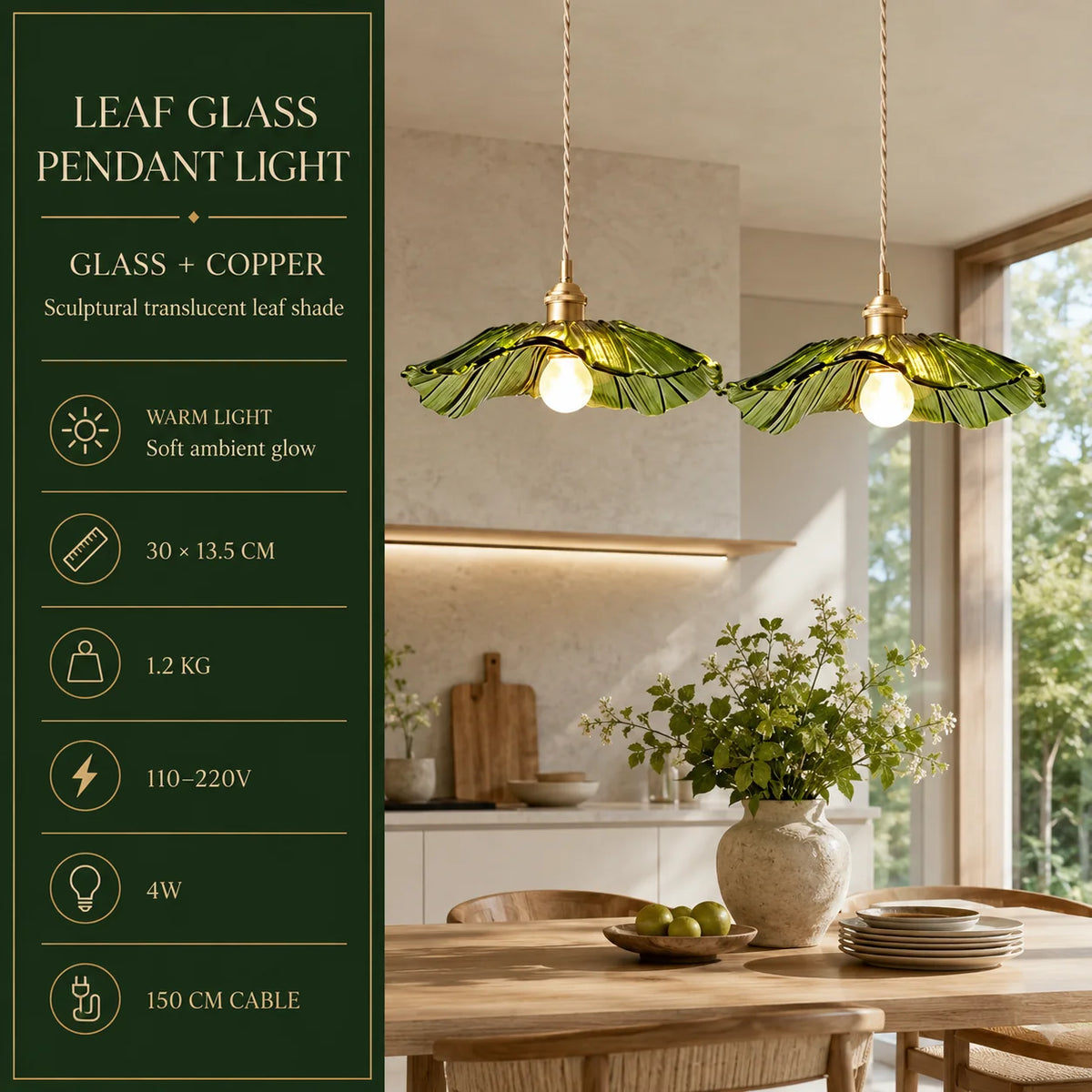 Pendant Light Rippled Glass Shade Brushed Brass Adjustable Cord