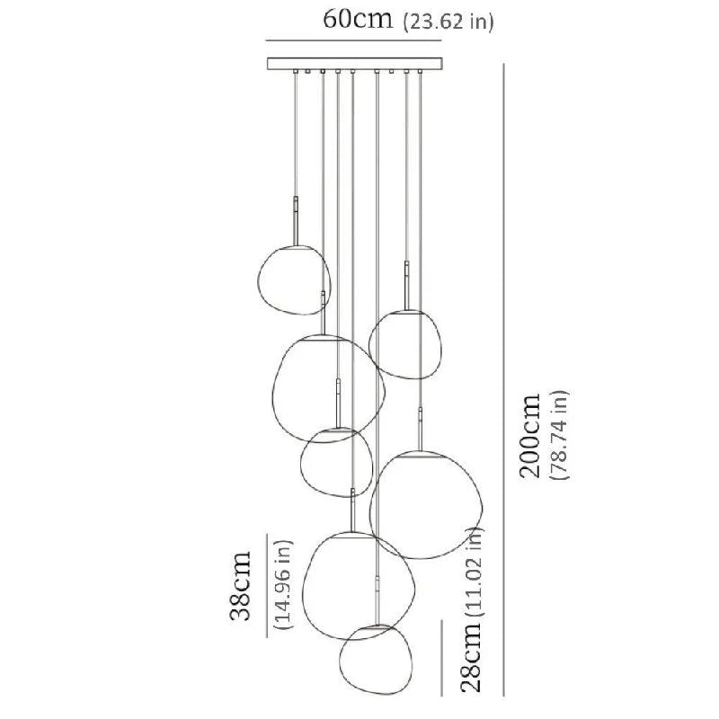 Pendant Light Sculptural Multi-Head Dimmable Adjustable Cables