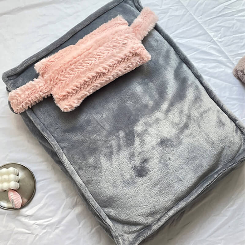 Pet Bed Plush Faux Fur Raised Edge Machine Washable