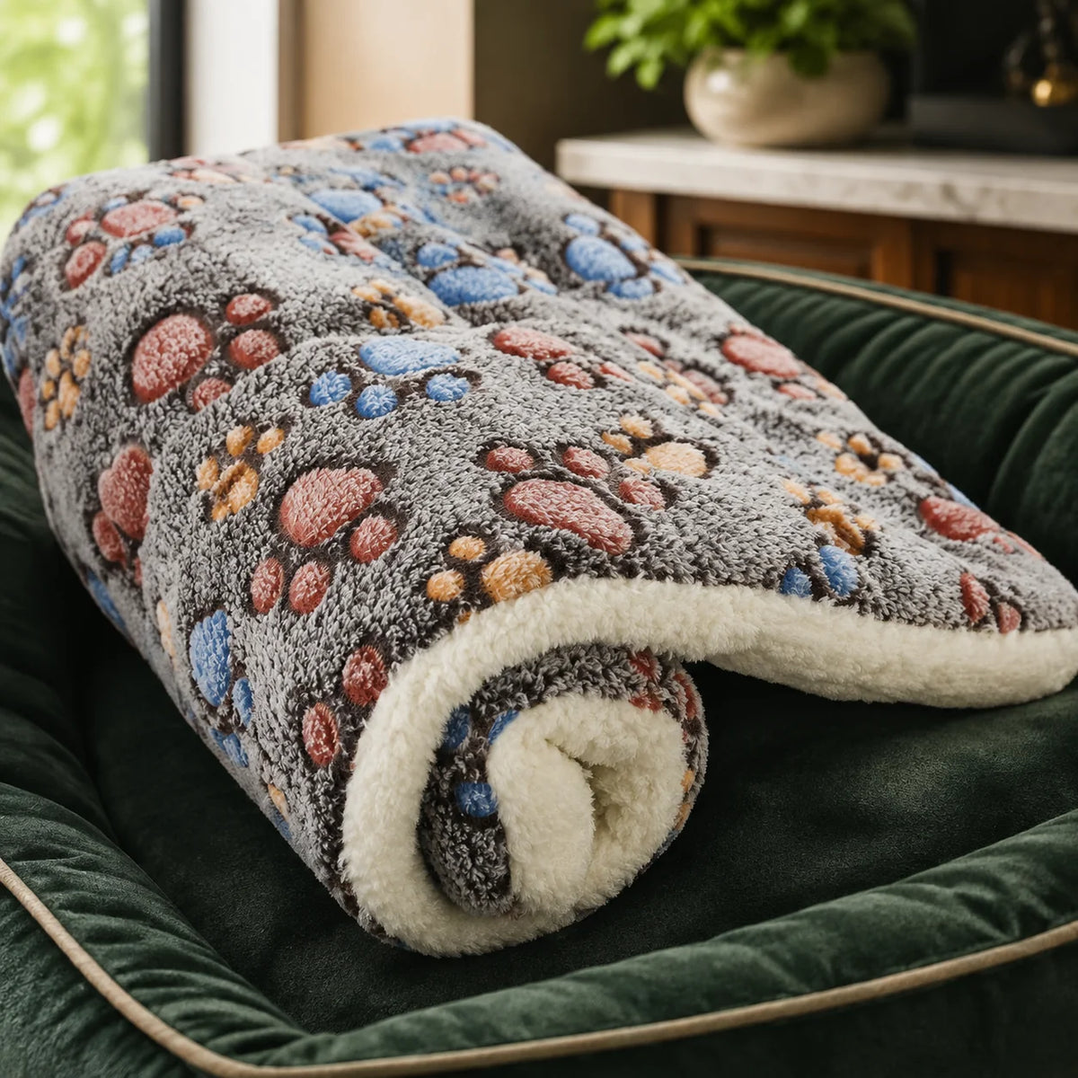 Pet Blanket Double-Brushed Coral Fleece Machine-Washable Furniture Protector