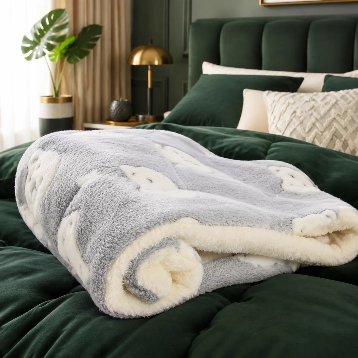 Pet Blanket Double-Brushed Coral Fleece Machine-Washable Furniture Protector