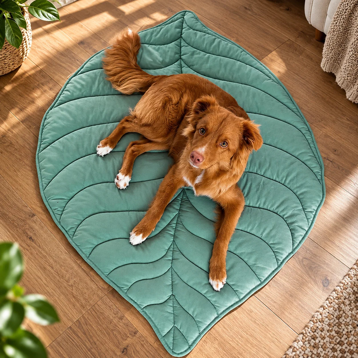 Pet Blanket Leaf Shaped Quilted Machine Washable