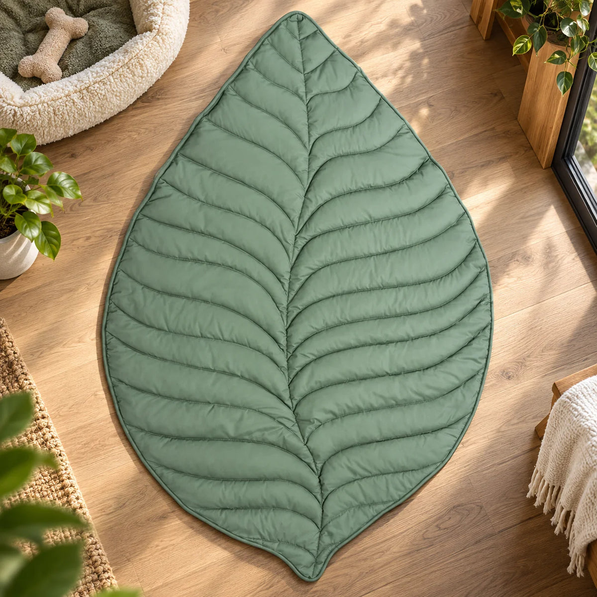 Pet Blanket Leaf Shaped Quilted Machine Washable
