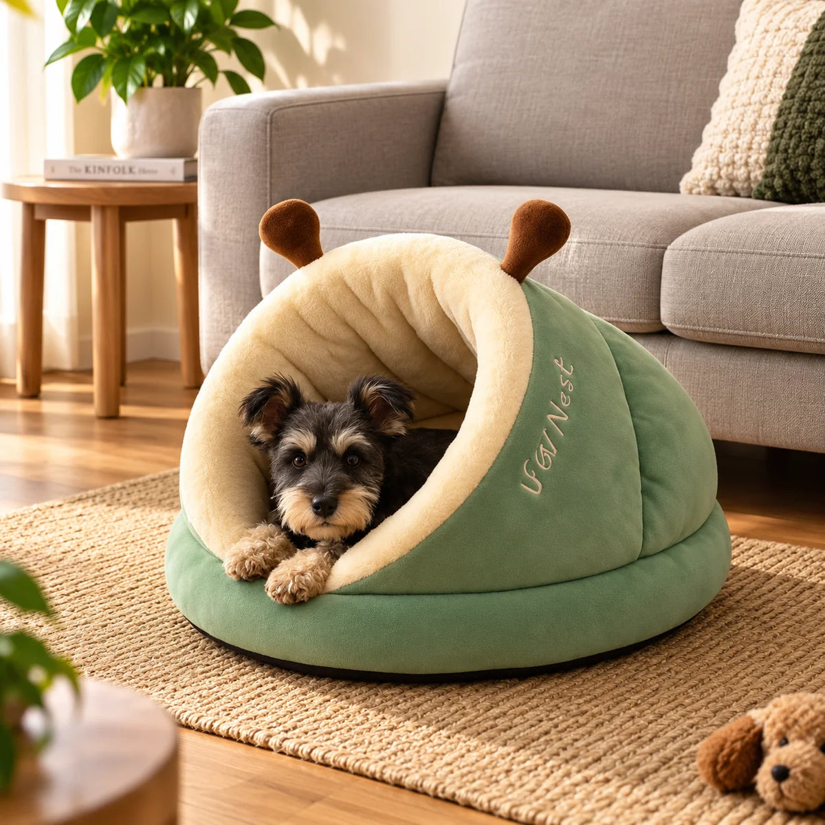 Pet Cave Bed Hooded Removable Cushion