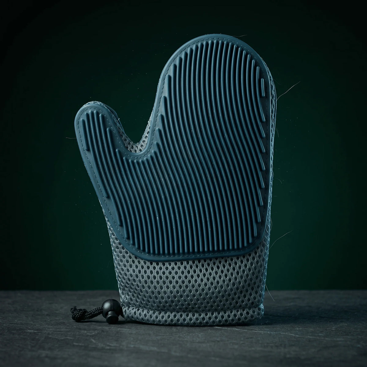 Pet Grooming Glove Dual-Sided Ridged Palm Separated Thumb Slot