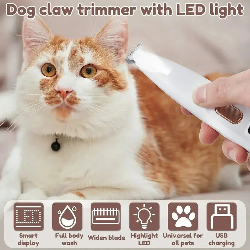Pet Hair Trimmer Waterproof Rechargeable LED Light
