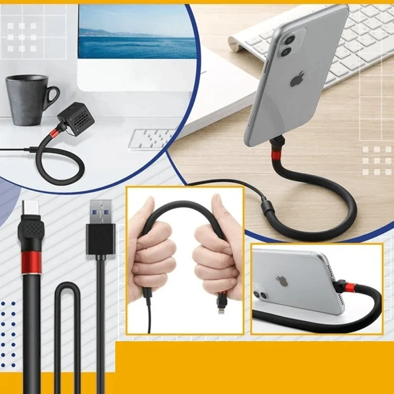 Phone Charging Cable Foldable Stand Multi-Connector 2.4A