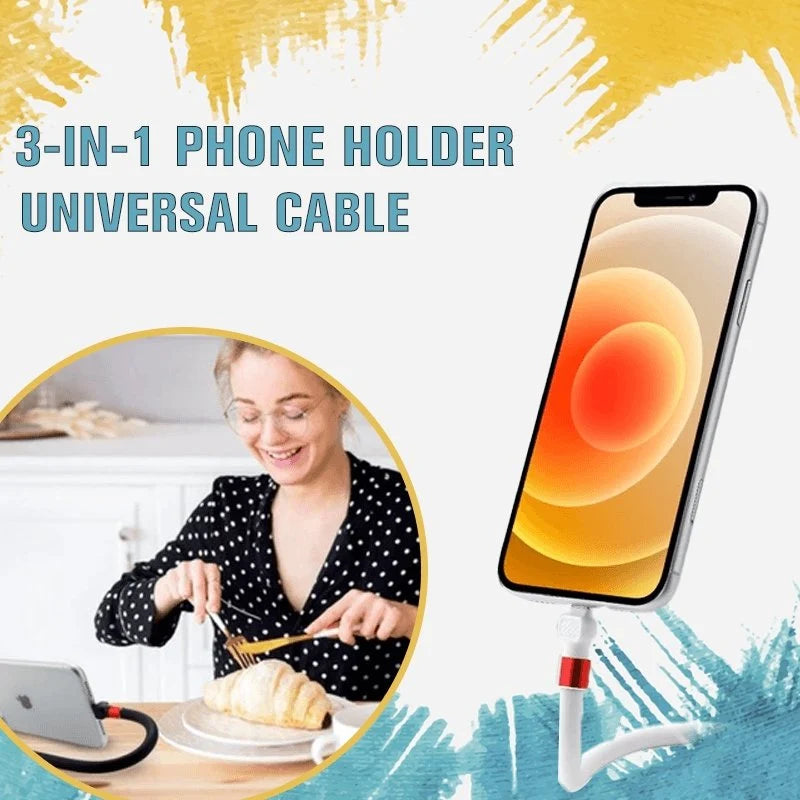 Phone Charging Cable Foldable Stand Multi-Connector 2.4A