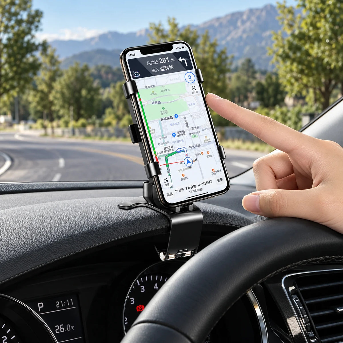 Phone Mount Dashboard Clamp 360 Degree Rotating Anti-Slip Grip